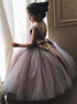 Ball Gown Mauve Tulle Flower Girl Dresses with Bow LBQF0033